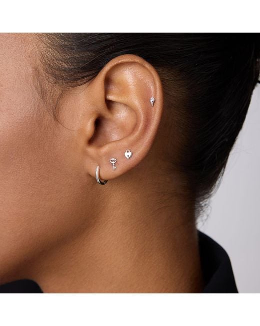 Vanhi Metallic 14K Solid Lock Flat Back Stud