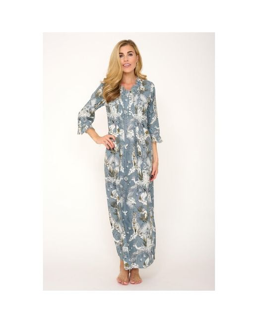 At Last Blue Cotton Annabel Maxi Dress