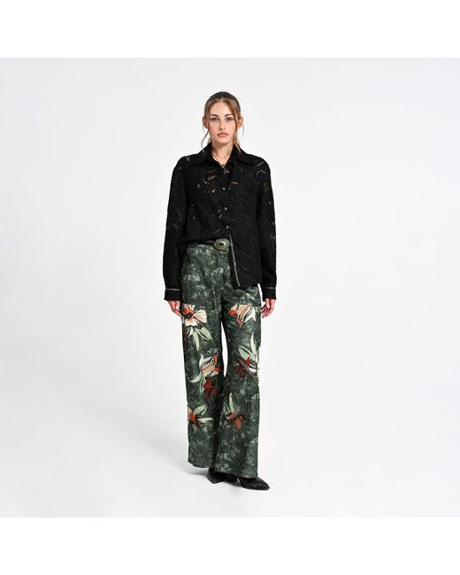 Lalipop Design Black Burnout Pattern Sheer Shirt