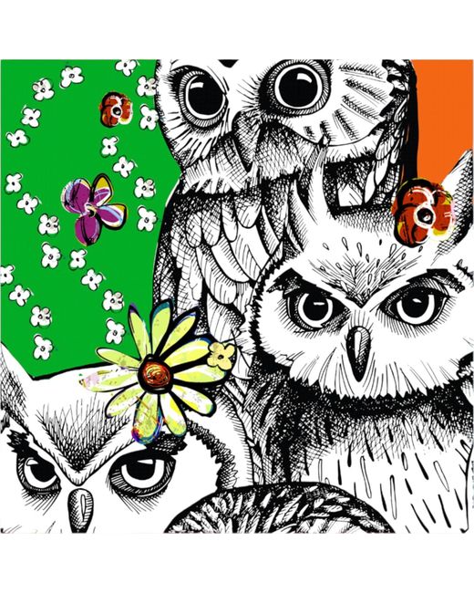 Perlavera Green Romy Owl Printed Small Scarf