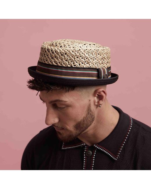 Dasmarca Hats Natural Neutrals Dasmarca Jake Summer Telescope Crown Lightweight Seagrass Breathable Mod Style Straw Porkpie Hat for men