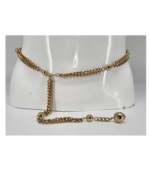 Madison Maison Metallic Vintage Goldtone Double Chain Station Belt