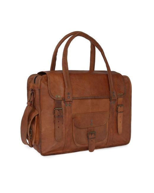 VIDA VIDA Brown Vida Vintage Leather Travel Bag Extra Large