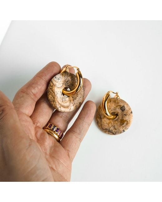 Edgar Navarro Jewelry Green Neutrals Edgar Navarro Picture Jasper Hoop Earrings