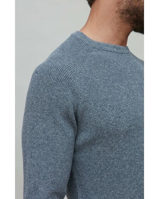 Paul James Knitwear Blue Cotton Lightweight Fisherman Dylan Rib Jumper for men