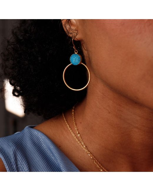YAA YAA LONDON Blue Colour Pop Druzy Hoop Earrings