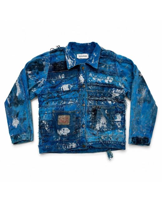 Zasta Studio Blue Wearable Ruins Shredded Denim Colored Shirt D