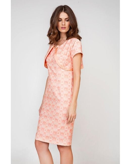 Conquista Orange Short Sleeve Print Bolero By Fashion