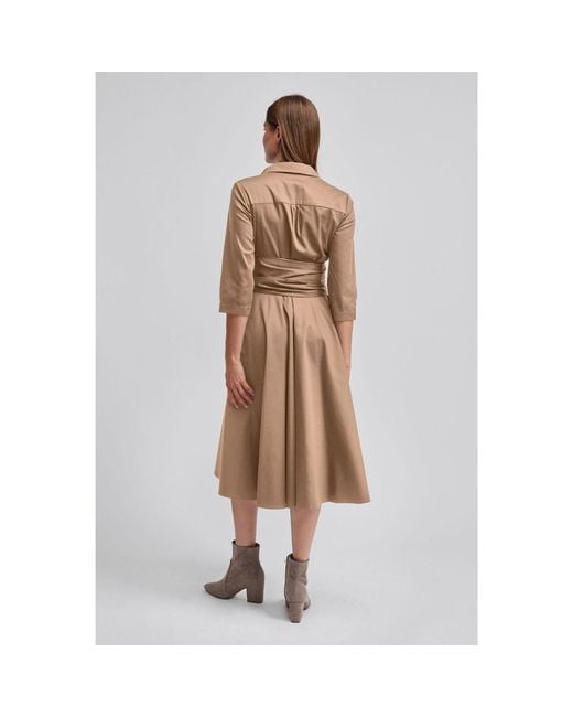 Marianna Déri Brown Taupe Shirt Dress With Tie Belt