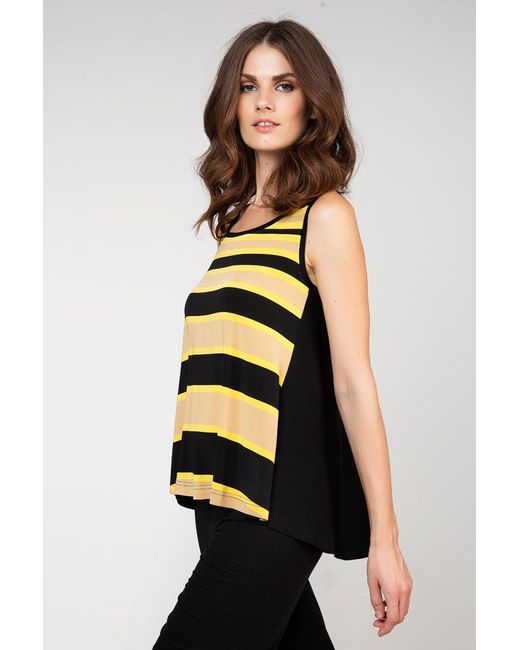 Conquista Black Striped Sleeveless Top