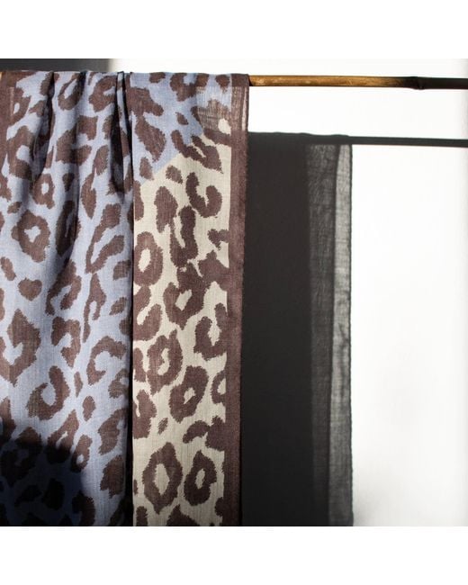 Lamberty Munich Blue Leopard-Print Wool And Silk Stole