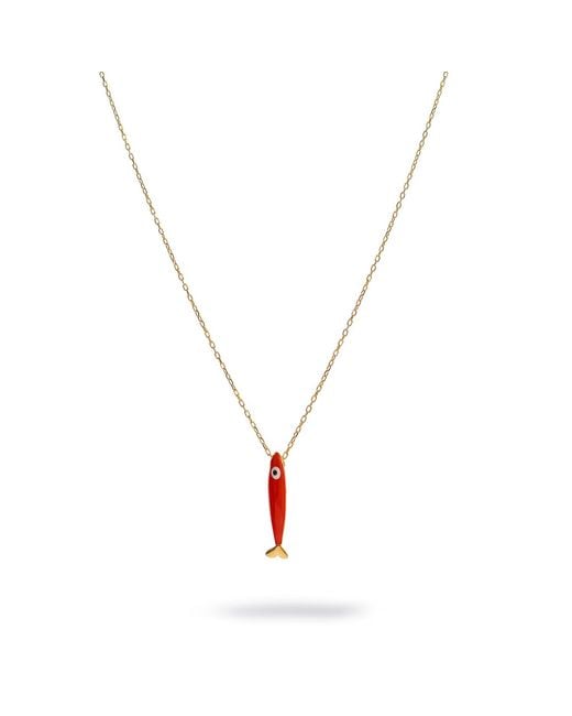Ebru Jewelry Metallic Spirit Fish Enamel Necklace