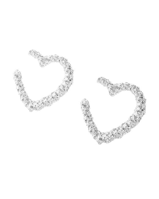 Maison De Gala Metallic Frosted Open-Heart Huggie Earrings