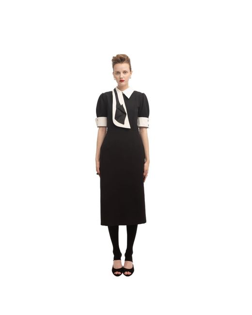 Julia Allert Black Formal Fitted Dress With Collar