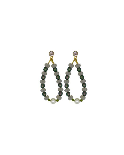 Vicki Sarge Black Neutrals Baroque Pearl & Crystal Hoop Earrings