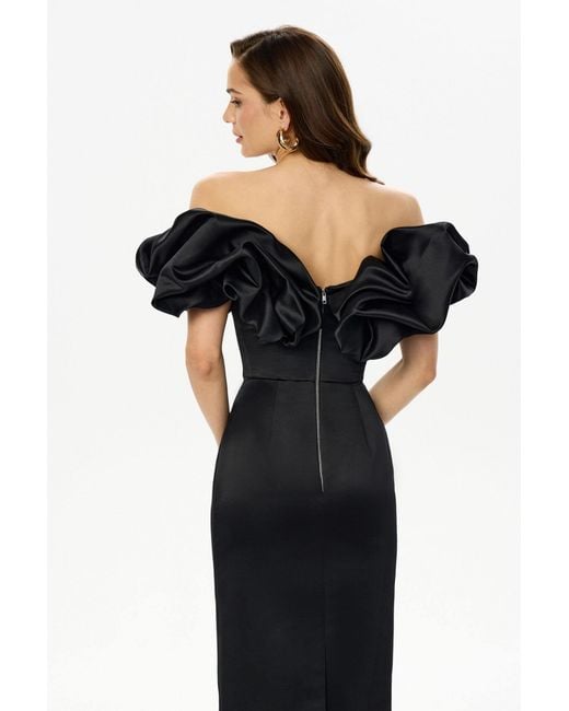 POST MERIDIEM Black Meringue Midi Dress