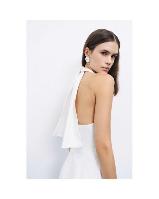 Nocturne White Backless Halter Neck Midi Dress – Off