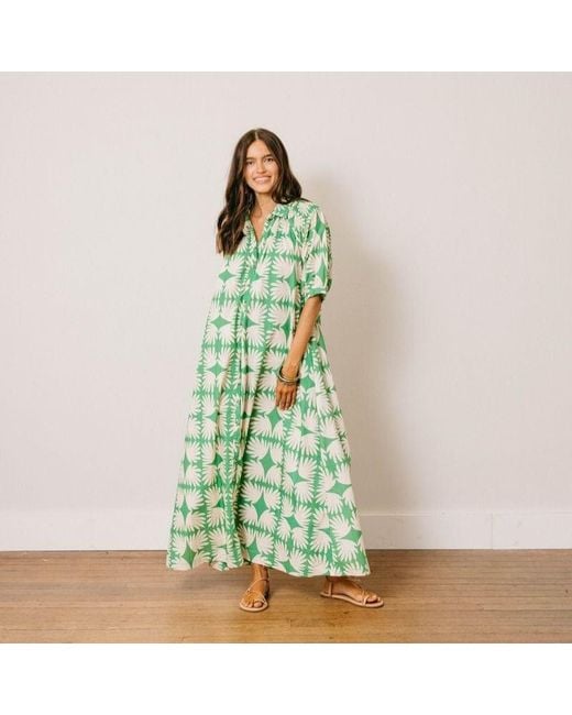 SUNSHINE TIENDA Green Viridian Tile Oasis Dress