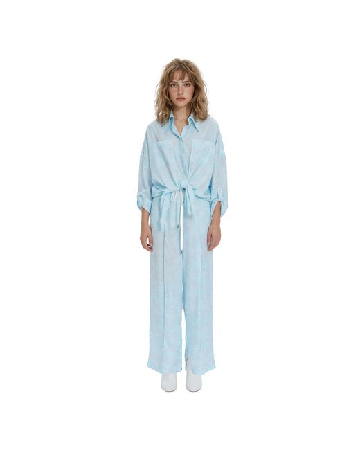 Monosuit Blue Cozy Loose Fit Wide-Leg Pants