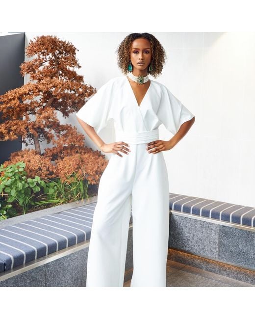 NALÈ White Ella Envelope V-Neck Jumpsuit