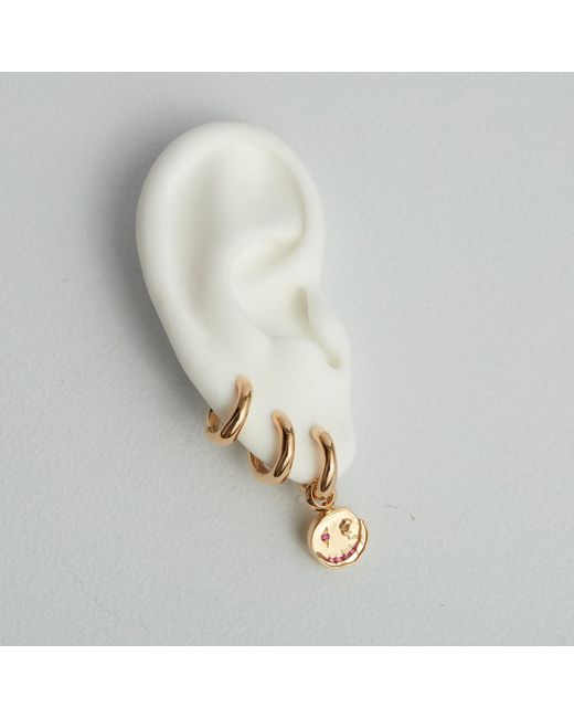 Kasun Metallic Smile Hoop Earrings – March – Aquamarine – Plated