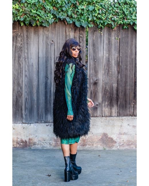 Jennafer Grace Black Genghis Faux Fur Vest