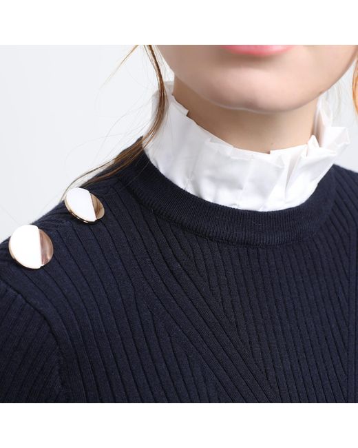 Smart and Joy Black Pleats Collar Preppy Knit Midi Dress