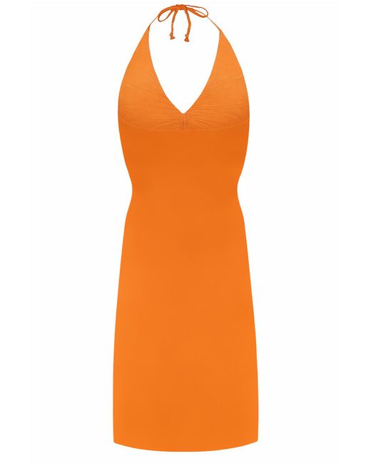 Chic by Lirette Orange Short Halter Dress Natural
