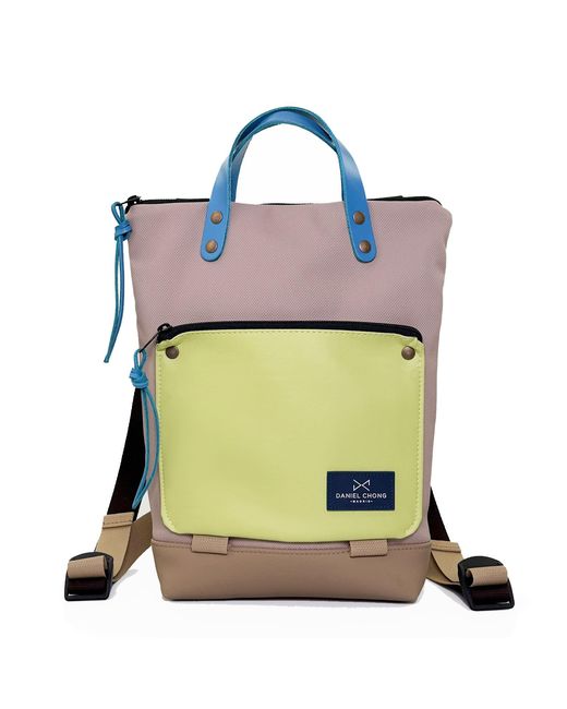 Daniel Chong Yellow Neutrals Waterproof Book Holder Mini Backpack With Double Zipper