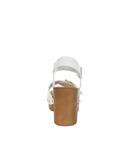 Rag & Co White Ompasa Genuine Leather Clog Sandals