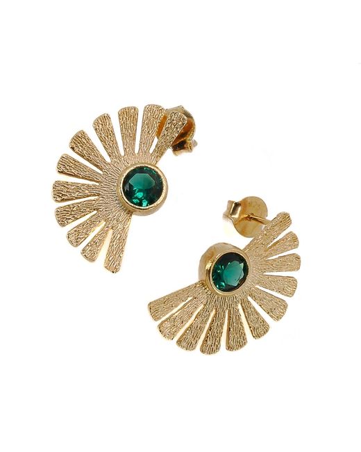 Ebru Jewelry Metallic Sterling Plated Jade Gemstone Cleopatra Earring