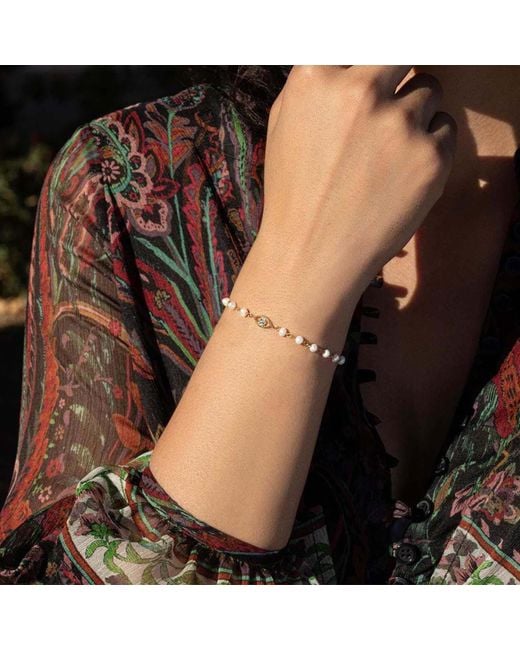 Karma and Luck Metallic Dreamlike Protection Pearl Evil Eye Charm Bracelet