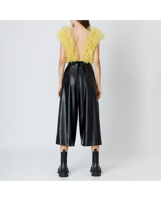 LIA ARAM Yellow Signature Lemon Ruffled Tulle Bodysuit
