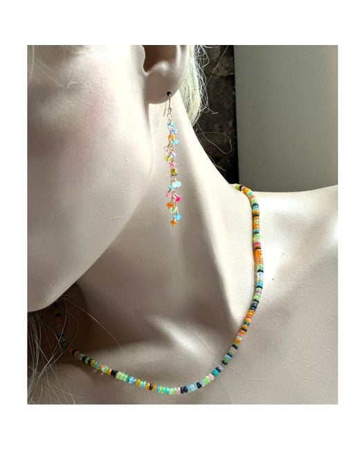 Lori Kaplan Design Metallic Opal Chain Dangle Earrings
