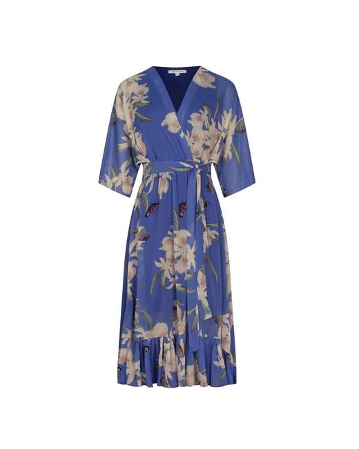 Urban Touch Blue Kimono Wrap Floral Dress _