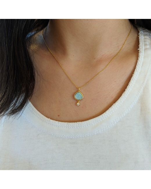 KAMARIA Blue Best Friend Opal Pear Necklace With Crystal Drop