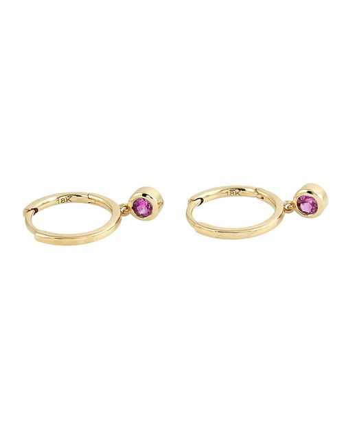 Artisan Metallic Sapphire Bezel Drop Hoop Earrings