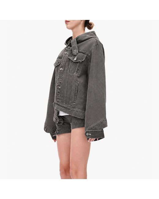 Gao Republic Gray Jacket Hooded Asymmetric Panelled Denim