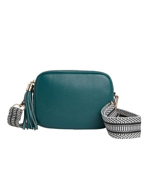 Betsy & Floss Green Verona Crossbody Tassel Bag With And Chevron Strap