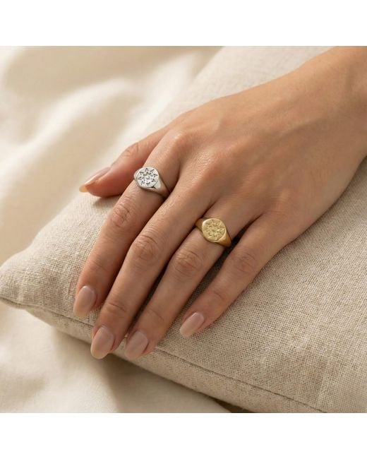 Spero London White Star Sun Stackable Sterling Signet Ring