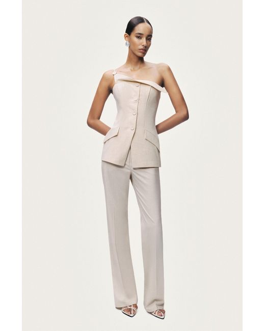 Nocturne Natural Asymmetric One-Shoulder Blouse