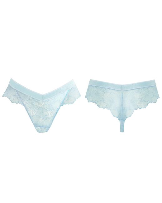 Bott Lingerie Blue Seamless Back Lace Thong Blossom – Ice