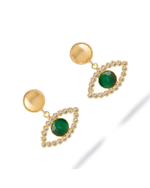 Ebru Jewelry Metallic Emerald Harmony Eye Earrings