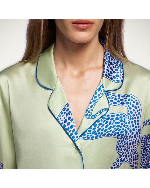 Piola Blue Mulberry Silk Pyjama Party Set