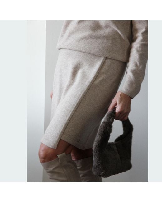 tirillm Natural Neutrals Anette Merino Wool Skirt With Wrap Front, Melange