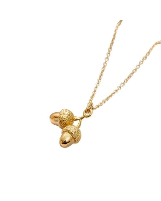 Posh Totty Designs Metallic Yellow Gold Plated Acorn Charm Necklace