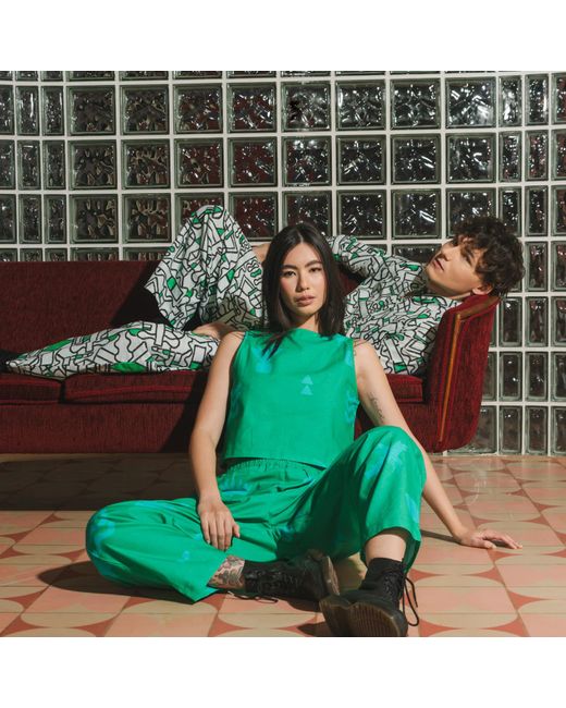 Wild Clouds Green Organic Cotton & Linen Two-Way Tank