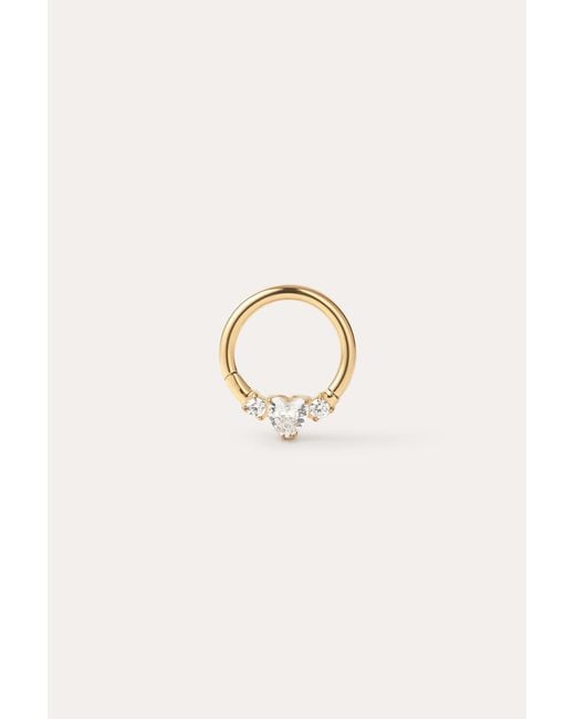 Vanhi Metallic Crystal Heart Titanium Daith Ring