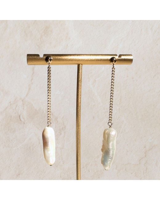 Rachel Nathan Metallic Post: Pearl Drop Earrings