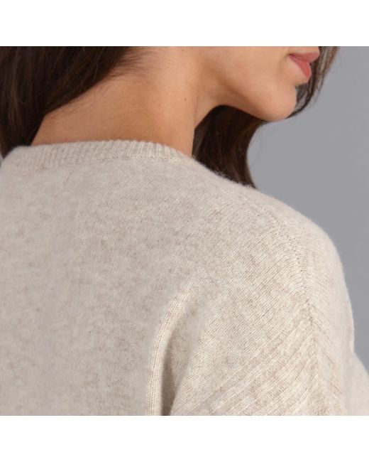 Paul James Knitwear Gray Neutrals Lambswool Louise Drop Shoulder Jumper